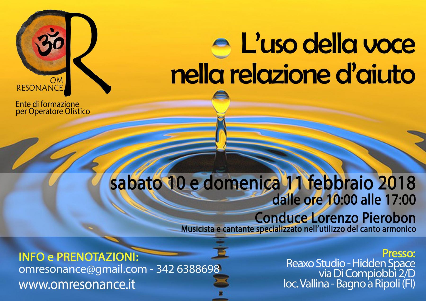 L'uso della voce nella relazione d'aiuto FIRENZE Lorenzo Pierobon OM Resonance