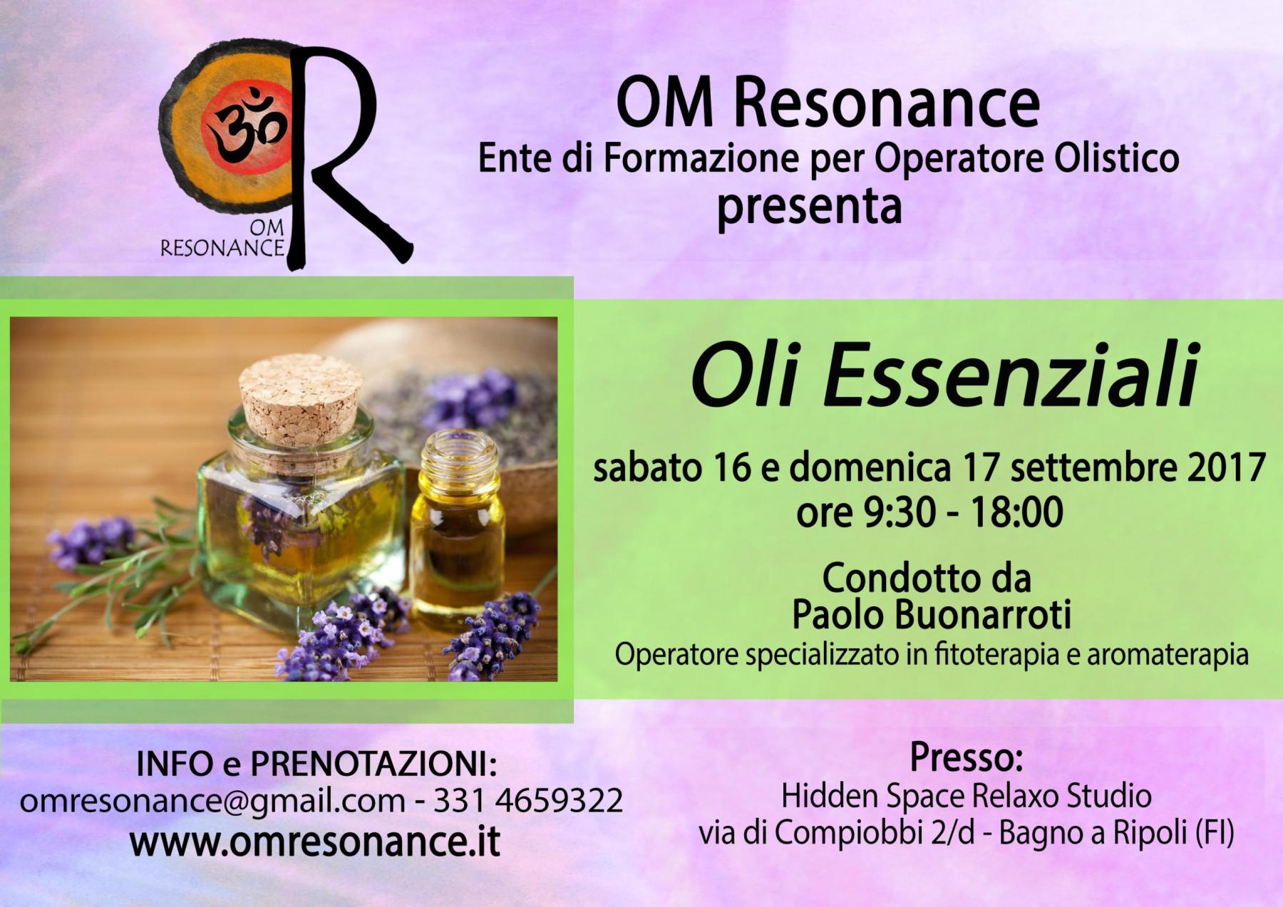 oli essenziali om resonance Firenze settembre 2017
