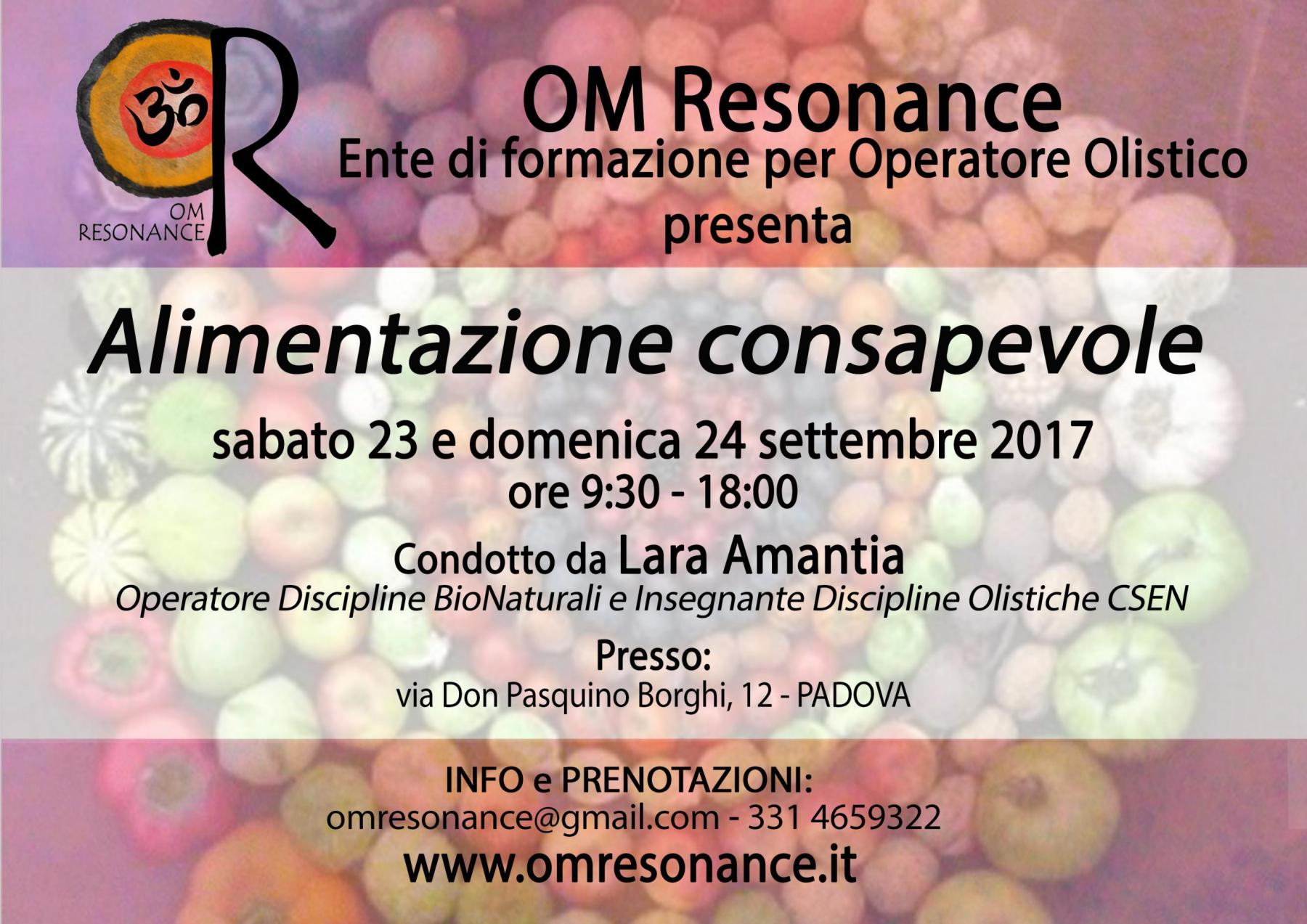 alimentazione consapevole lara amantia padova om resonance